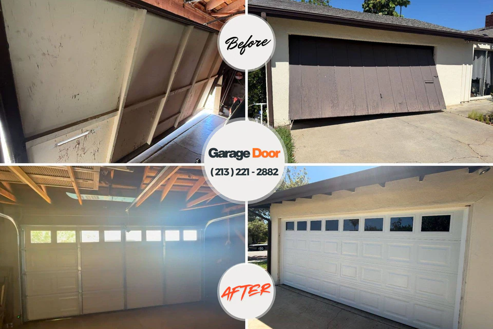 Before and after: garage door repair Slaughterville, OK